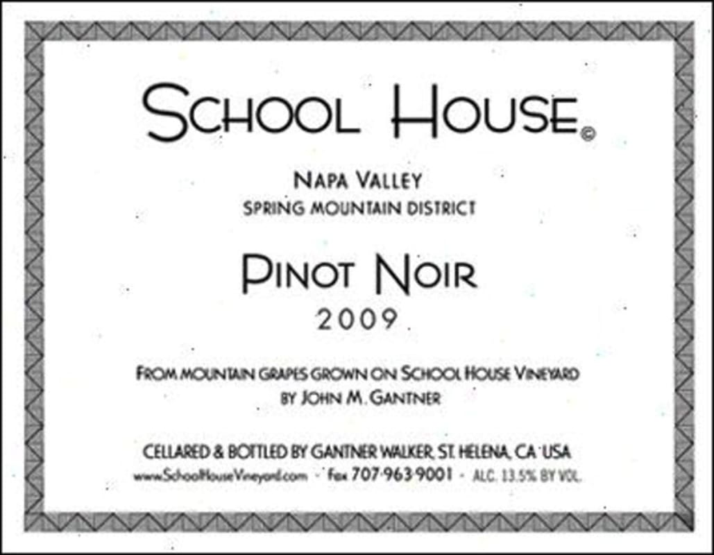 School House Pinot Noir 2009 Front Label