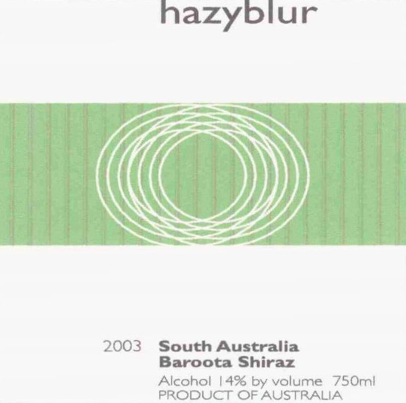 Hazyblur Baroota Shiraz 2003 Front Label