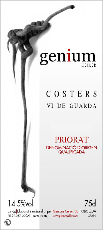 Genium Cellar Priorat Costers 2008 Front Label