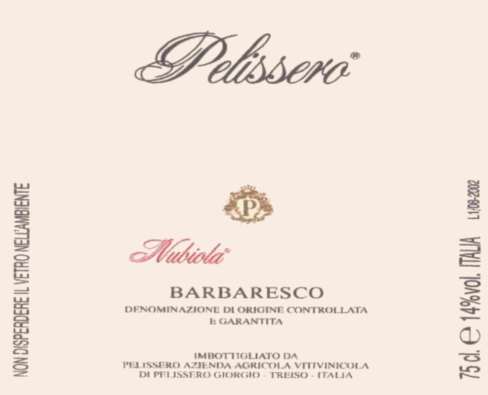 Pelissero Barbaresco Nubiola 2011 Front Label