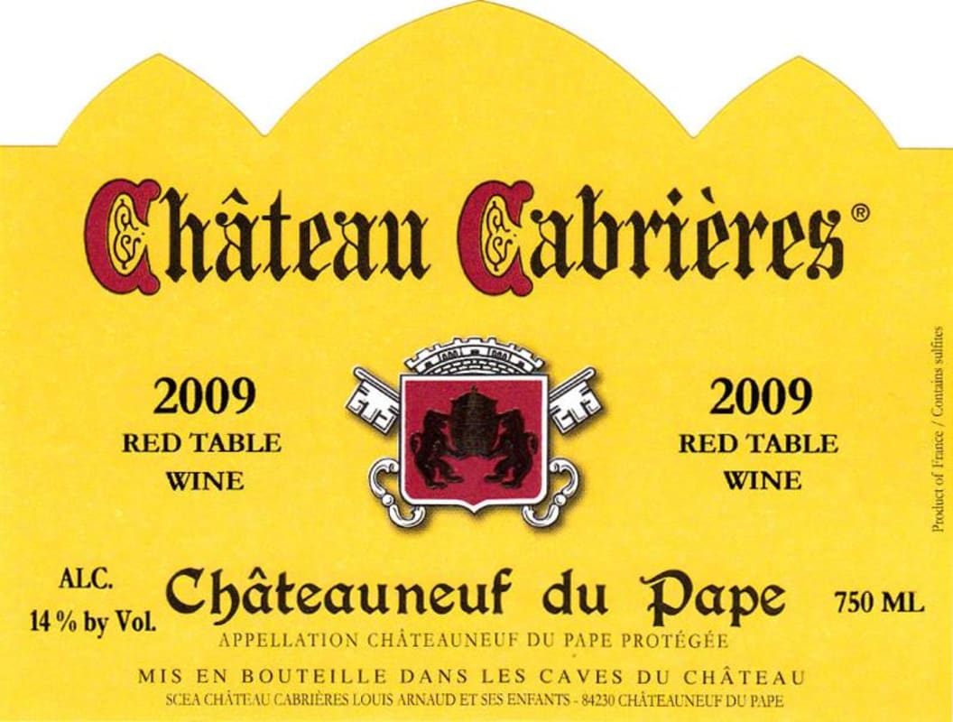 Chateau Cabrieres Chateauneuf-du-Pape 2009 Front Label