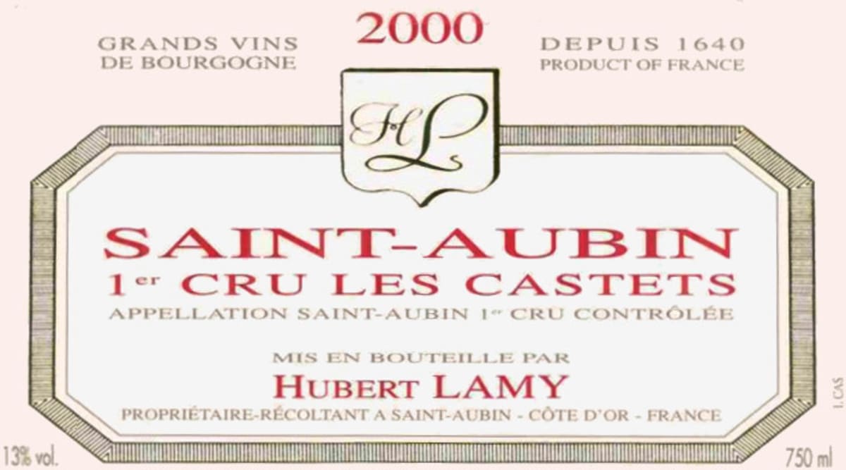 Hubert Lamy Saint-Aubin Les Castets Premier Cru 2000 Front Label