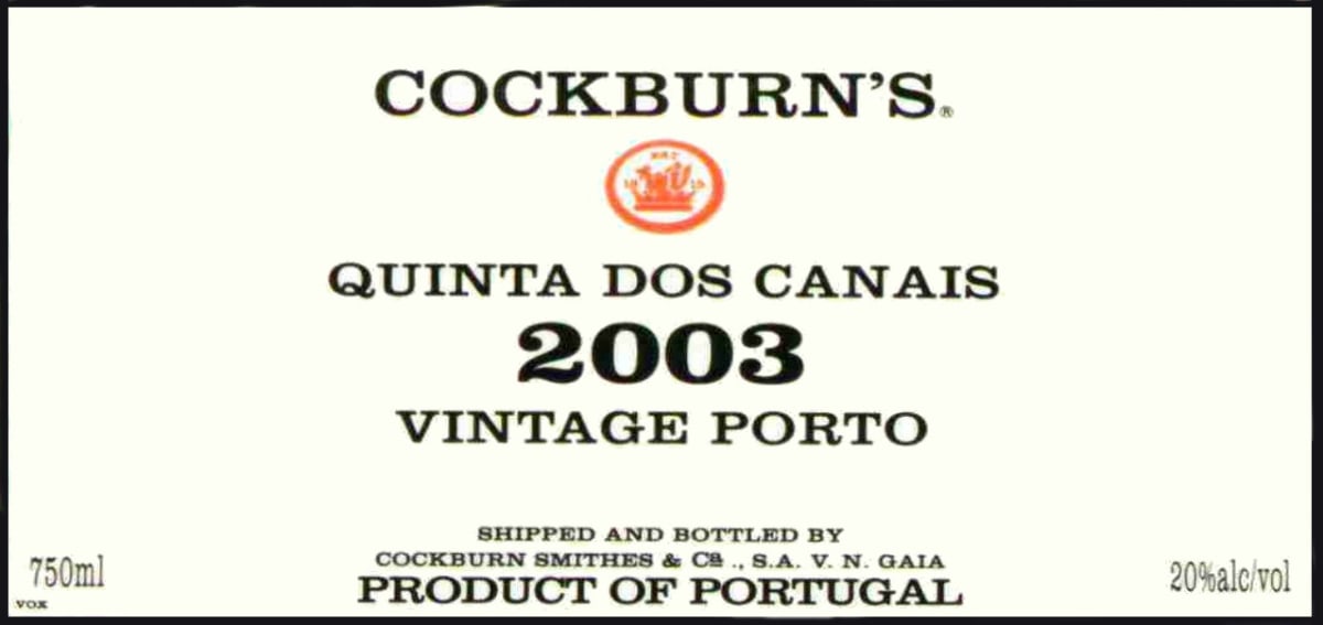 Cockburn's Quinta dos Canais 2003 Front Label
