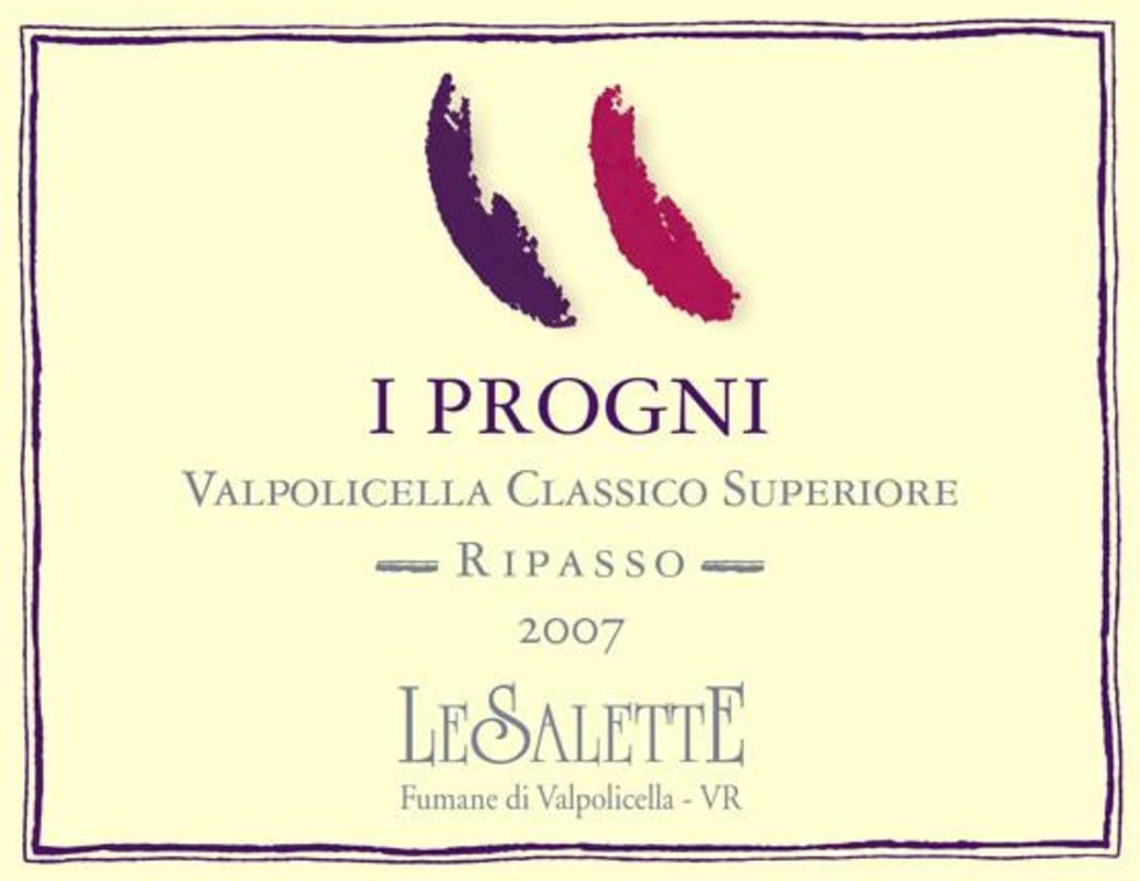 Le Salette Valpolicella Ripasso Classico Superiore I Progni 2007 Front Label