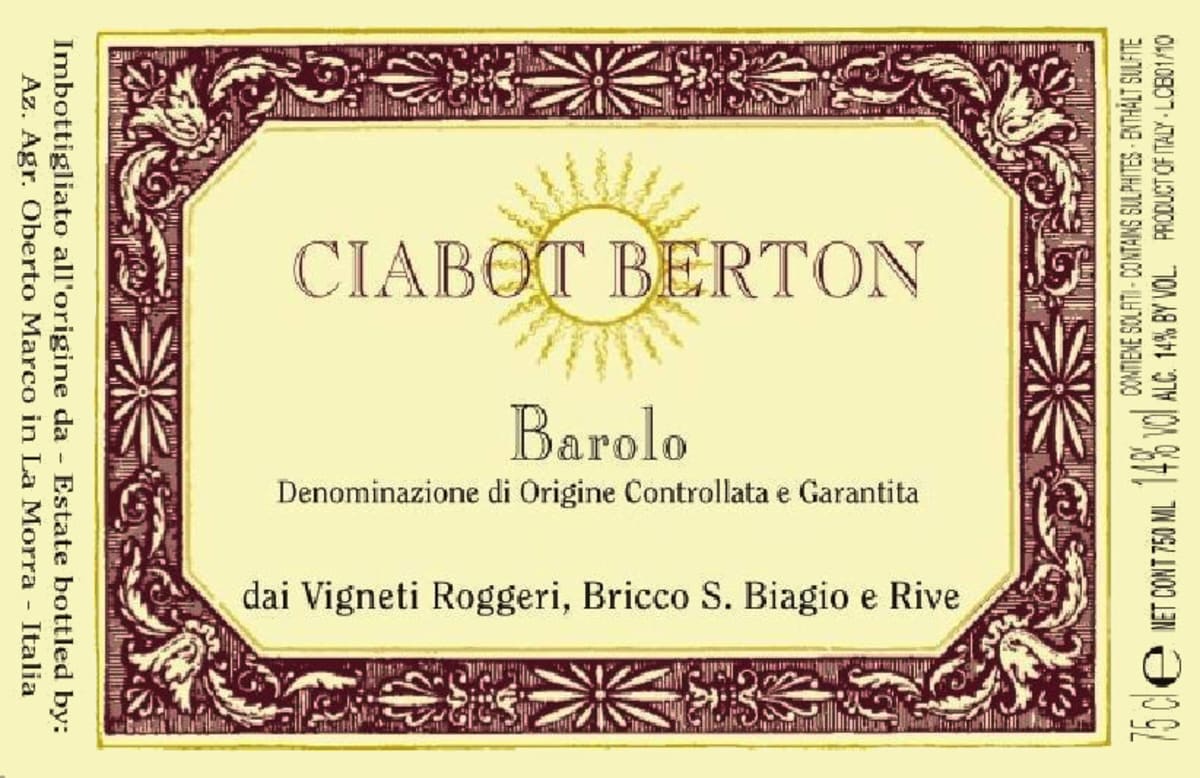 Ciabot Berton Barolo 2008 Front Label