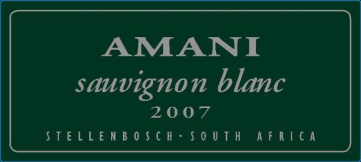Amani Sauvignon Blanc Stellenbosch 2007 Front Label