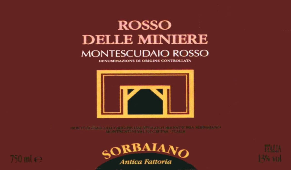 Sorbaiano Montescudaio Delle Miniere Rosso 2001 Front Label