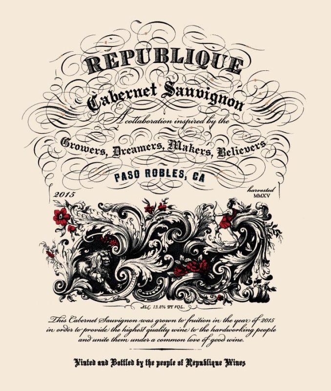 Republique Cabernet Sauvignon 2015 Front Label