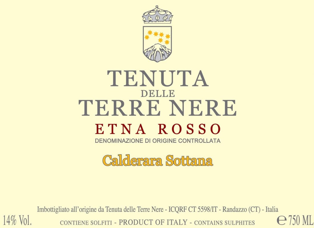 Tenuta delle Terre Nere Etna Rosso Calderara Sottana 2010 Front Label