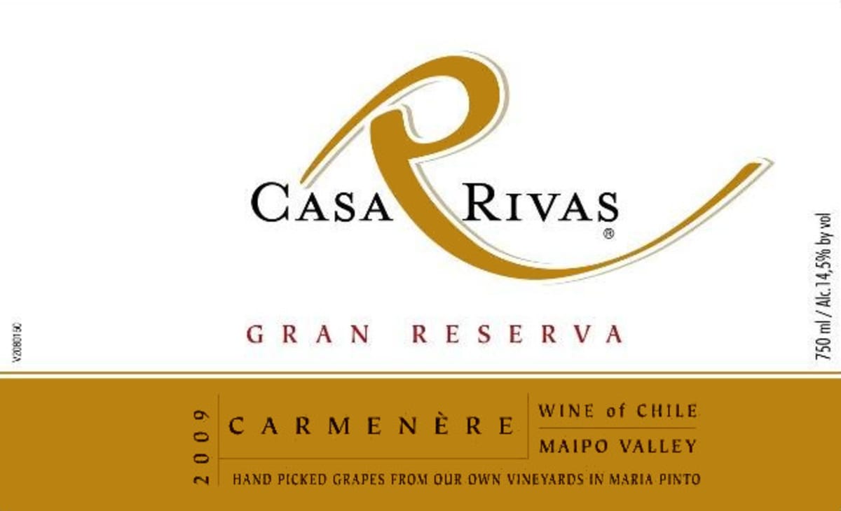 Casa Rivas Gran Reserva Carmenere 2009 Front Label