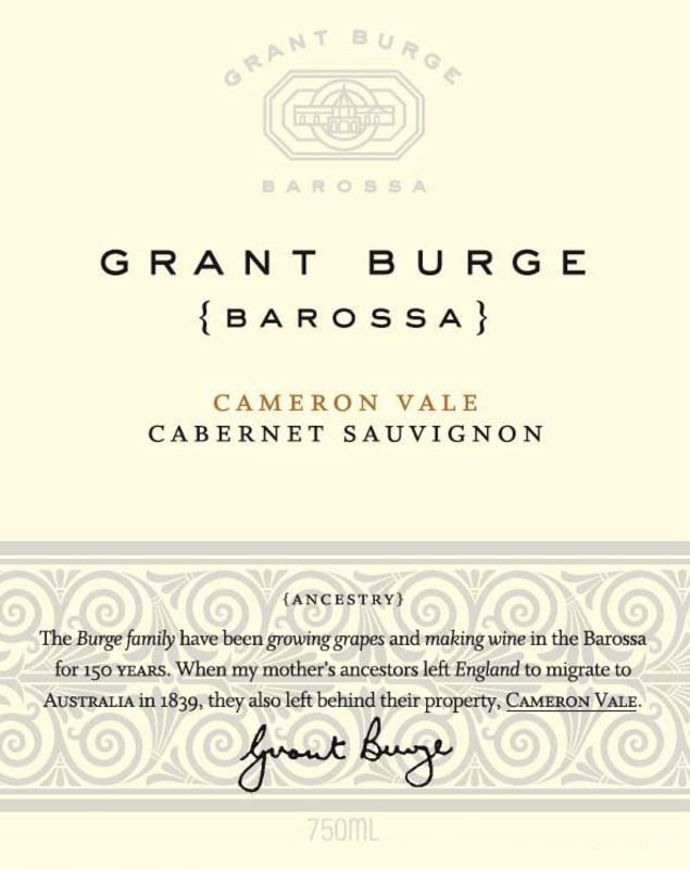 Grant Burge Cameron Vale Cabernet Sauvignon 2010 Front Label