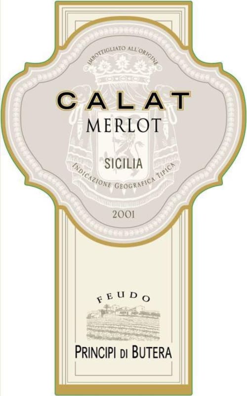 Feudo Principi di Butera Calat Merlot 2001 Front Label