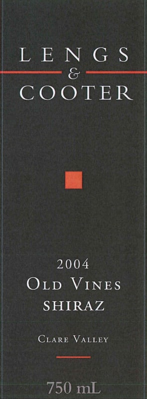 Lengs and Cooter Old Vines Shiraz 2004 Front Label