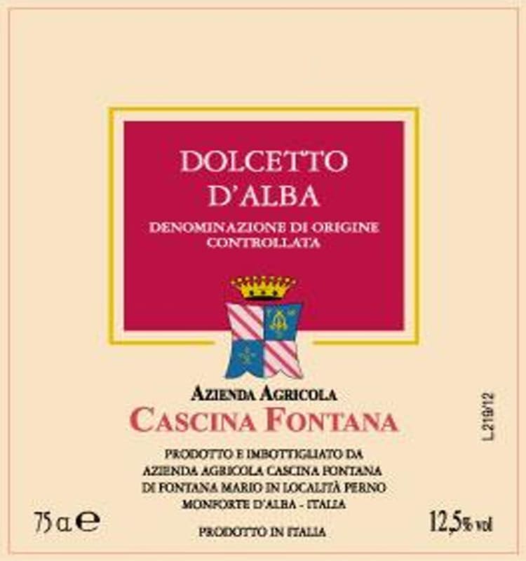 Cascina Fontana Dolcetto d'Alba 2013 Front Label