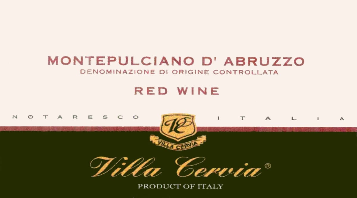 Villa Cervia Montepulciano D'Abruzzo 2004 Front Label