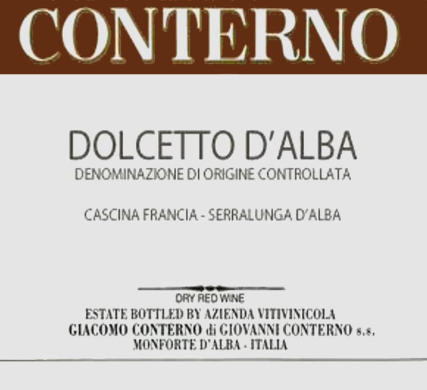 Giacomo Conterno Dolcetto d'Alba 1997 Front Label