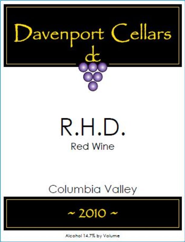 Davenport Cellars R.H.D. 2010 Front Label
