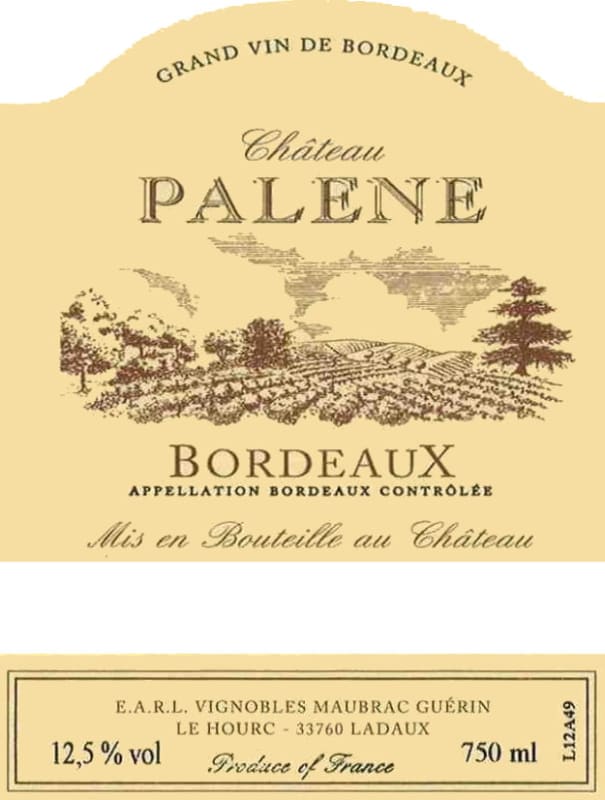 Roux Bordeaux Chateau Palene 2014 Front Label