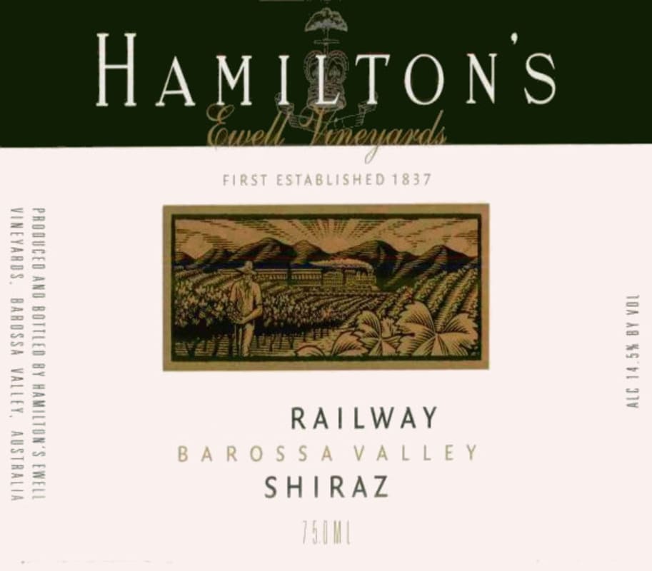 Hamilton's Ewell Vineyards Railway Shiraz 2002 Front Label
