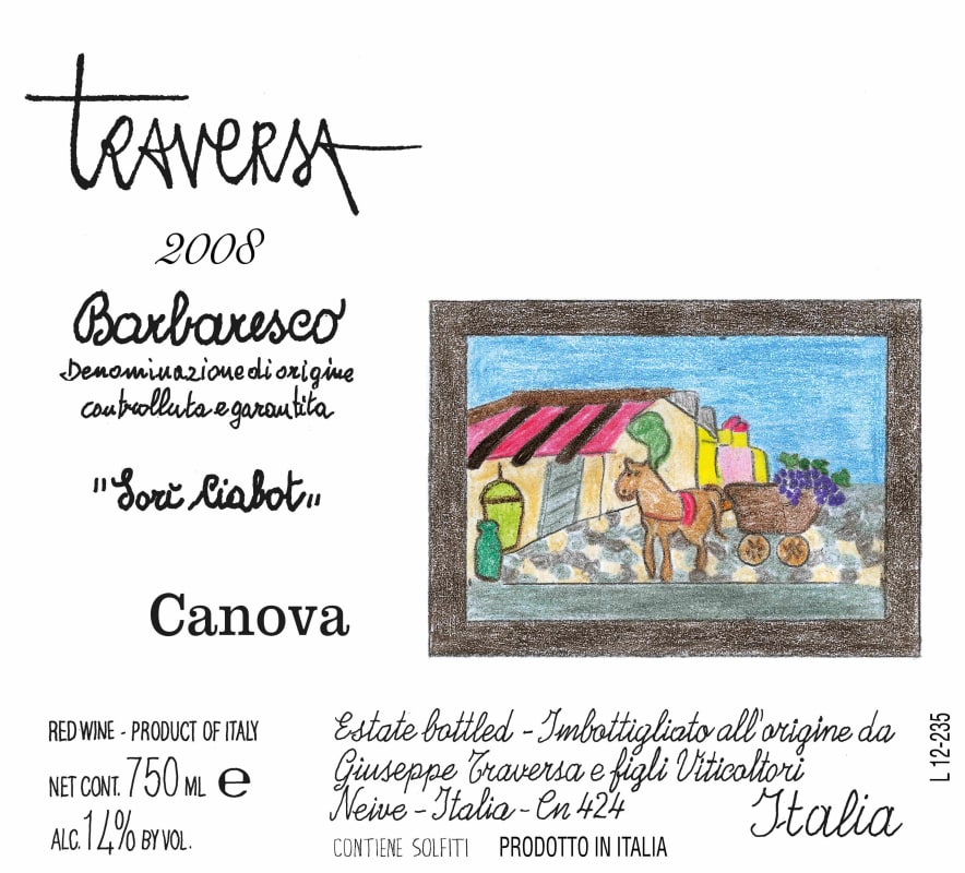 Giuseppe Traversa Barbaresco Sori Ciabot 2008 Front Label