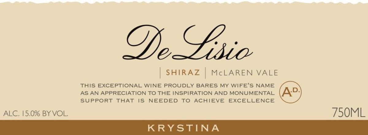 De Lisio Krystina Shiraz 2005 Front Label