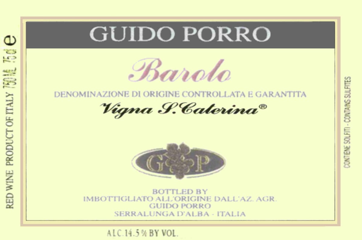 Guido Porro Vigna Santa Caterina Barolo 2007 Front Label