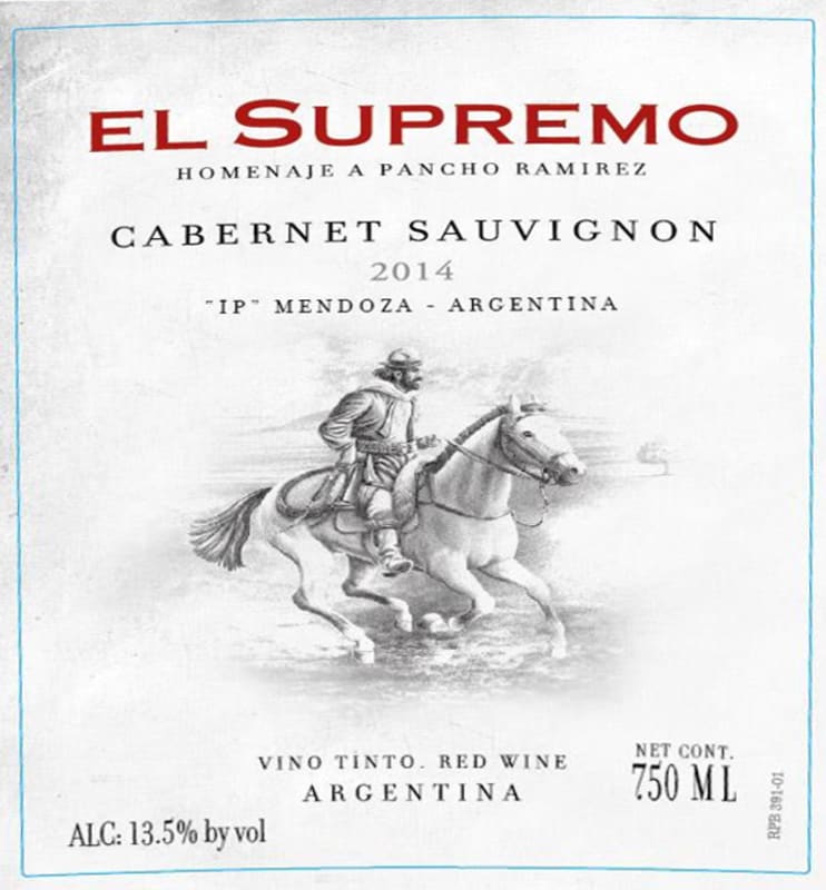 RPB Wines El Supremo Cabernet Sauvignon 2014 Front Label
