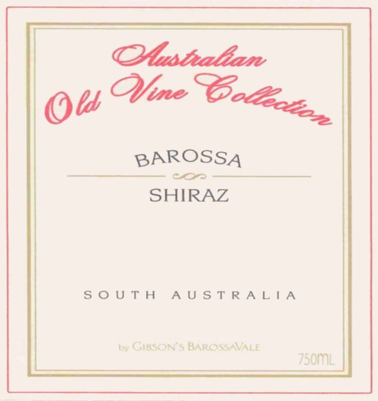 Gibson Old Vine Collection Shiraz 2001 Front Label