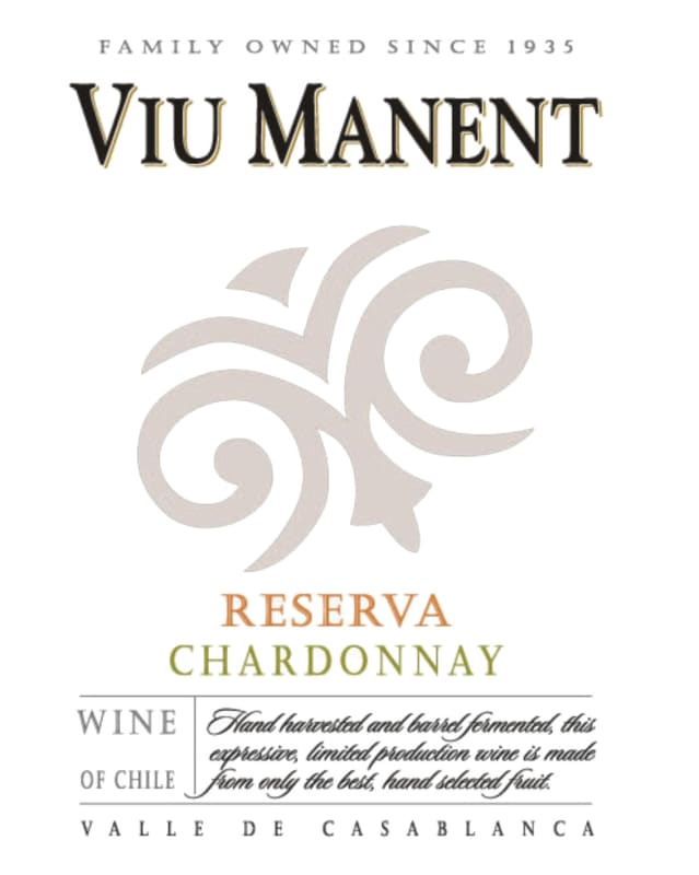 Viu Manent Reserve Chardonnay 2012 Front Label