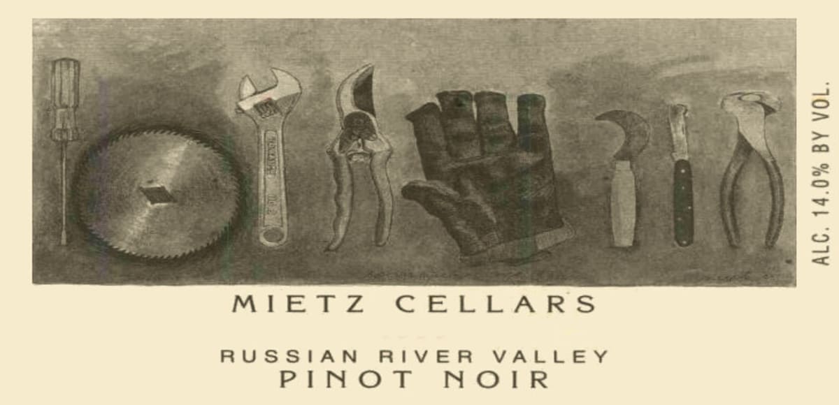 Mietz Cellars Russian River Vallay Pinot Noir 2014 Front Label