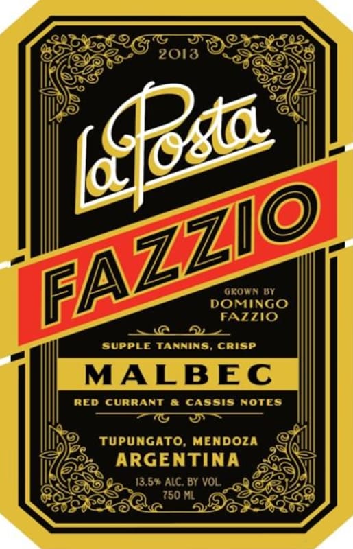 La Posta Fazzio Malbec 2013 Front Label