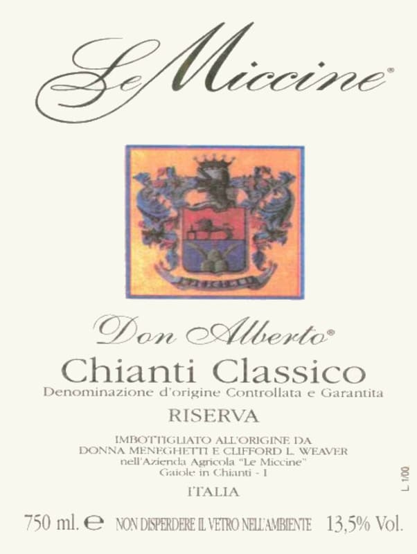 Le Miccine Chianti Classico Riserva Don Alberto 1998 Front Label