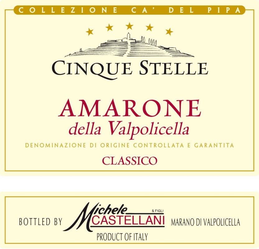 Michele Castellani Cinque Stelle Amarone della Valpolicella Classico 2011 Front Label