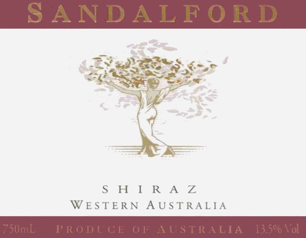 Sandalford Shiraz 2012 Front Label