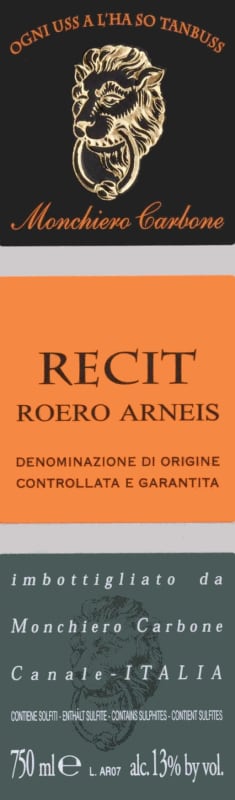 Monchiero Carbone Roero Arneis 2012 Front Label