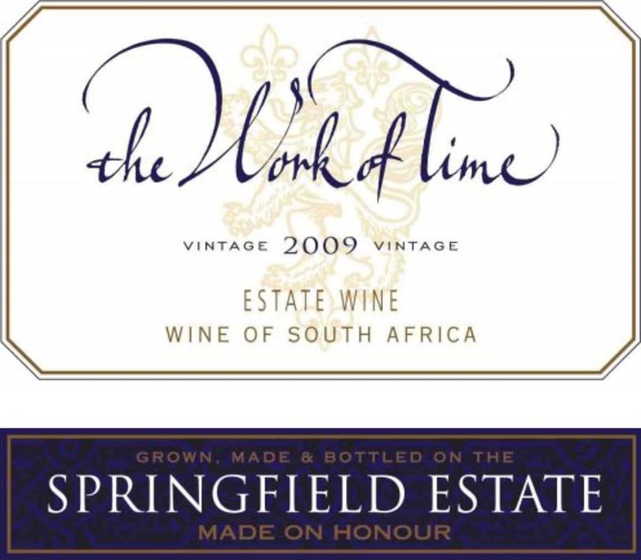 Springfield Estate The Work of Time Red 2009 Front Label