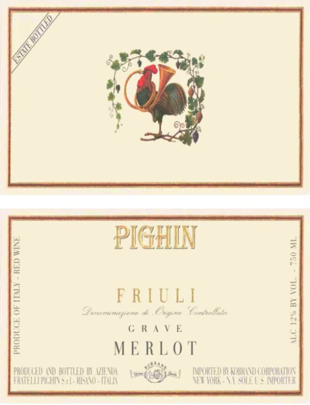 Pighin Merlot 2006 Front Label