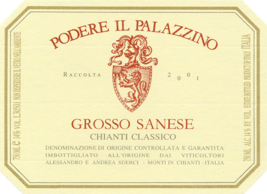 Podere Il Palazzino Chianti Classico Grosso Sanese 2001 Front Label