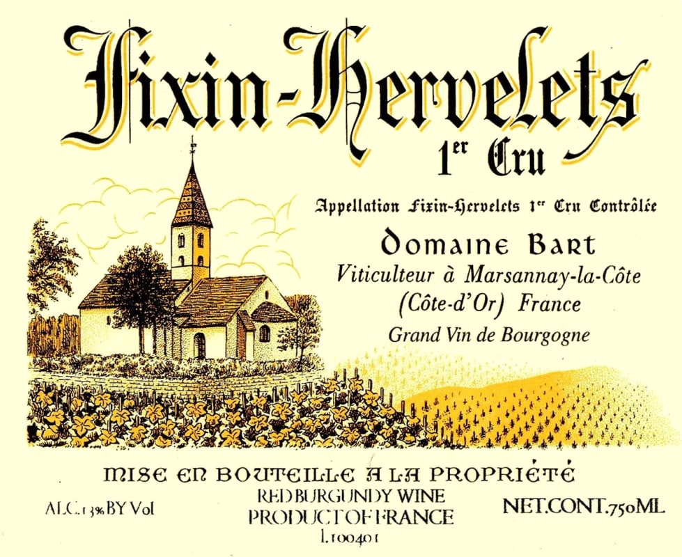 Andre Bart Fixin Hervelets Premier Cru 2011 Front Label