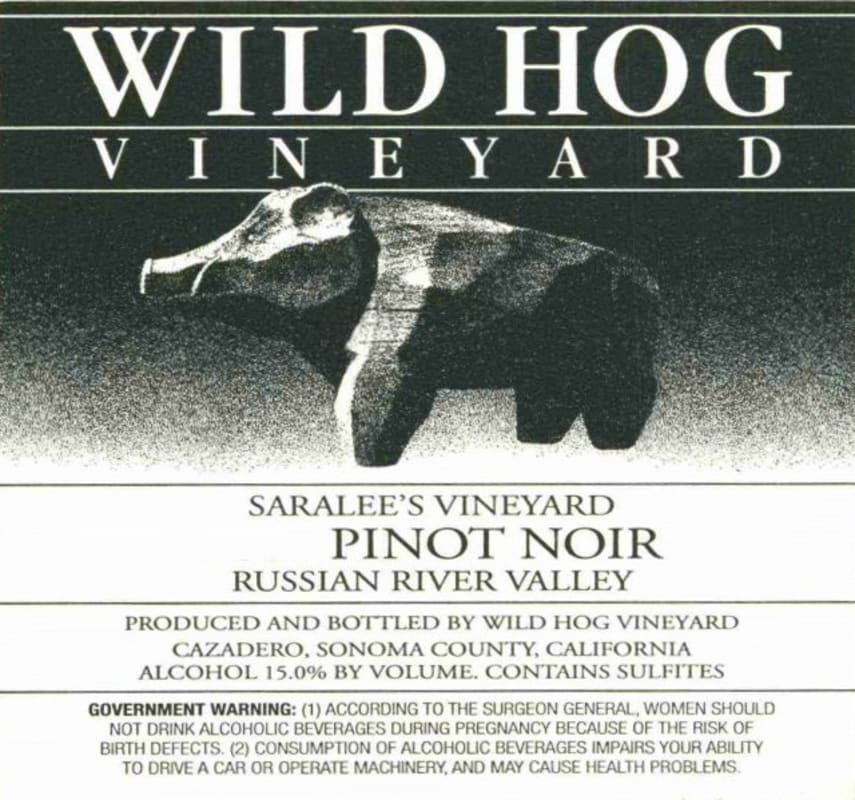 Wild Hog Saralee's Vineyard Pinot Noir 2007 Front Label