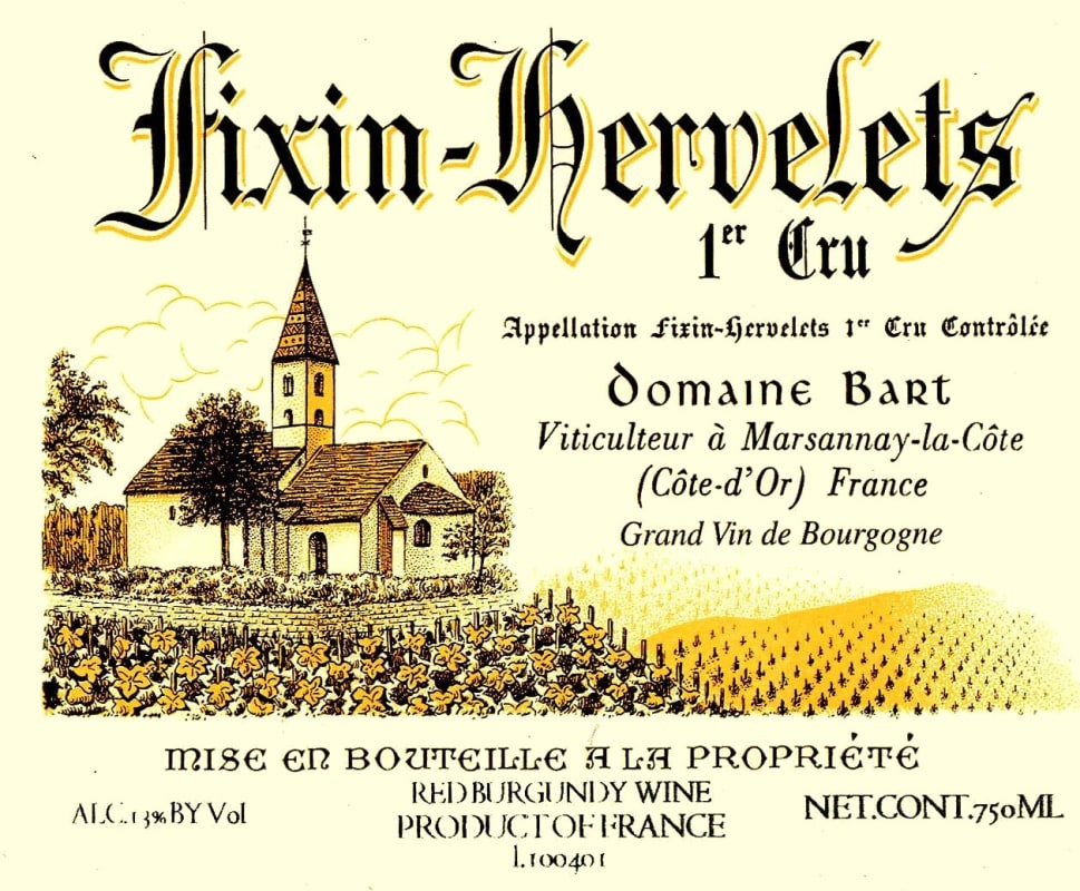 Andre Bart Fixin Hervelets Premier Cru 2014 Front Label
