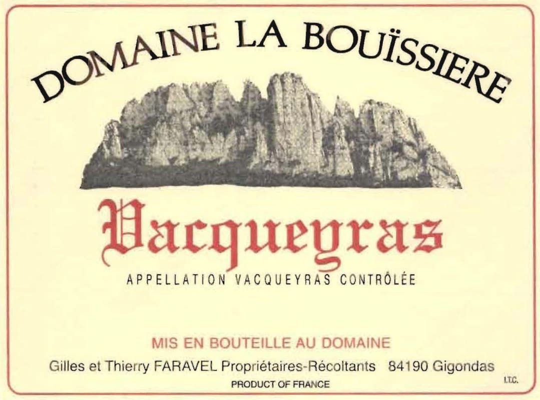 Domaine La Bouissiere Vacqueyras 2011 Front Label