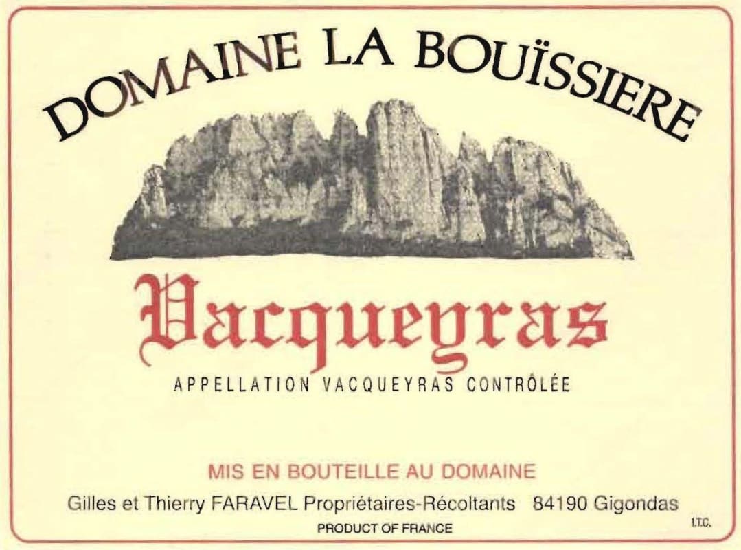 Domaine La Bouissiere Vacqueyras 2013 Front Label