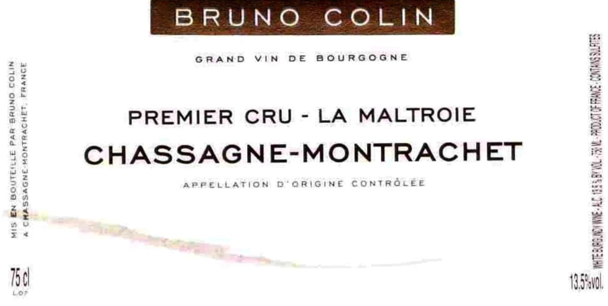 Bruno Colin Chassagne-Montrachet Maltroie Premier Cru 2009 Front Label