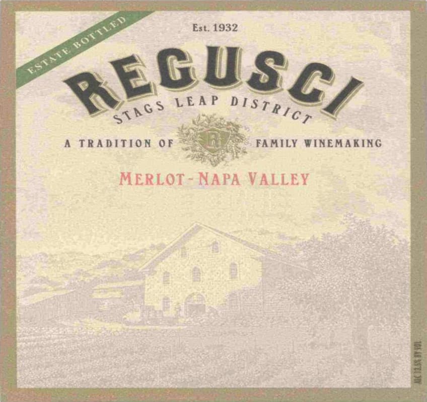 Regusci Winery Merlot 2010 Front Label