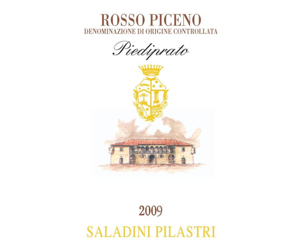 Saladini Pilastri Rosso Piceno Vigna Piediprato 2009 Front Label