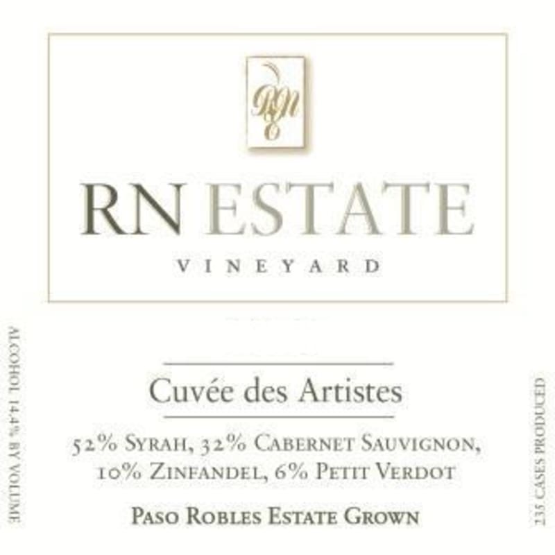RN Estate Cuvee des Artistes 2012 Front Label