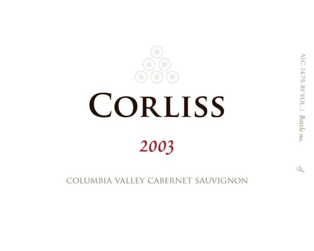 Corliss Cabernet Sauvignon 2003 Front Label