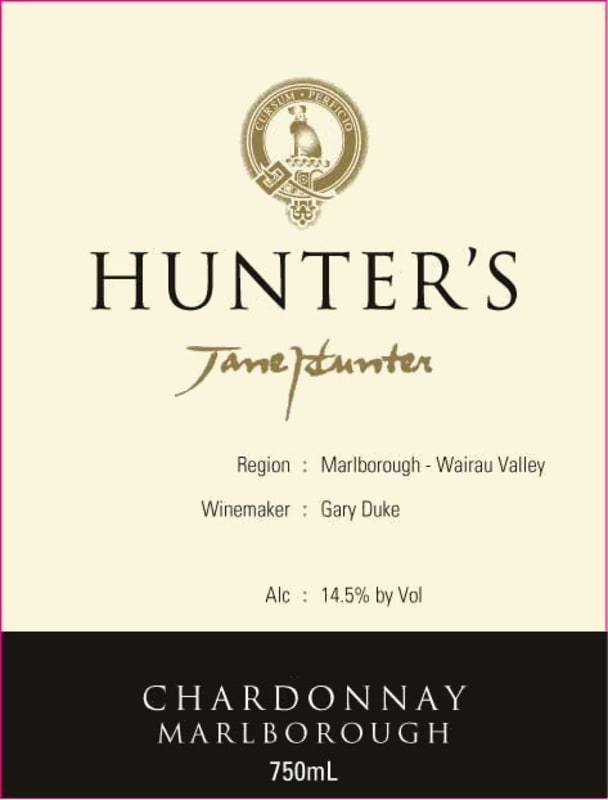 Hunter's Chardonnay 2014 Front Label