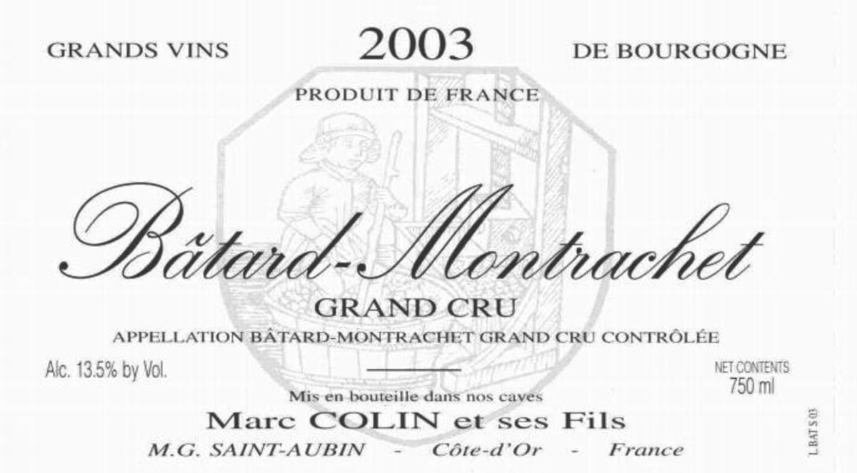Marc Colin Batard Montrachet Grand Cru 2003 Front Label